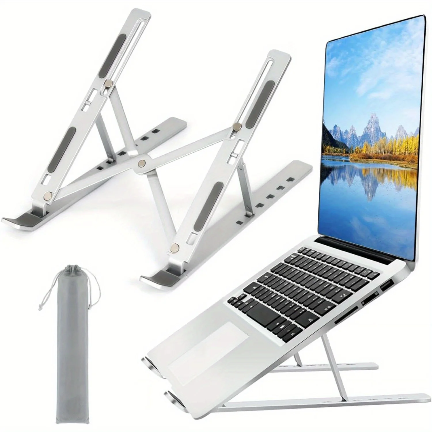 Laptop Stand Riser - Adjustable Aluminum Laptop Stand - 6-Level