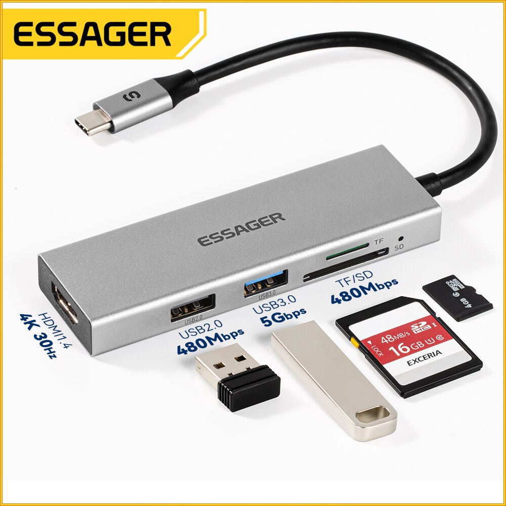 Essager 5 in 1 USB C HUB HDMI- - огляд і ціна Usb C Docking Hub