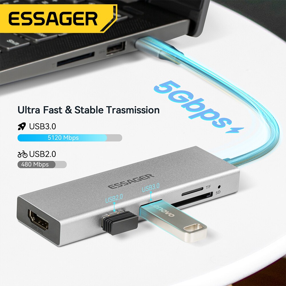 Essager 5 in 1 USB C HUB HDMI- - огляд і ціна Usb C Docking Hub